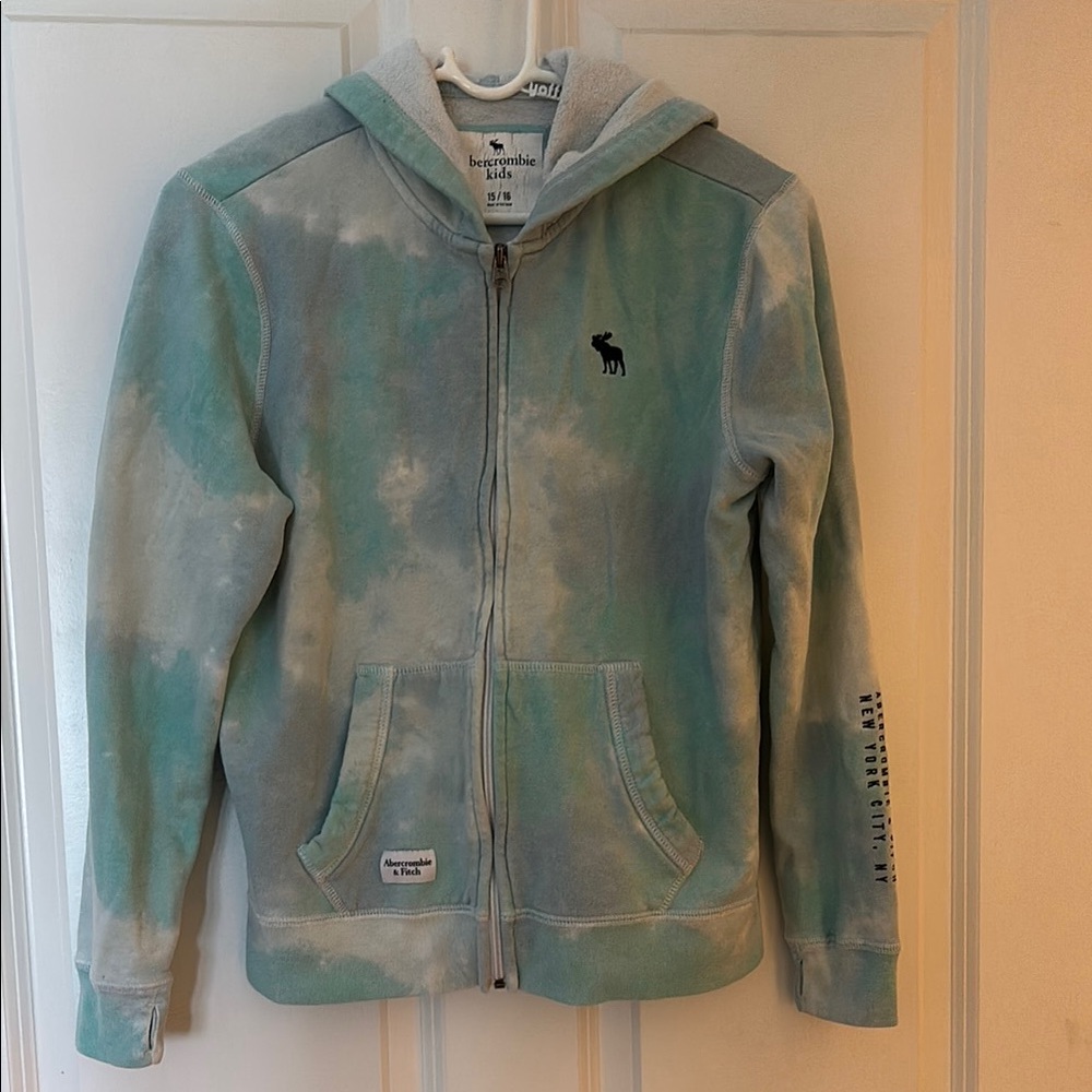 Abercrombie & Fitch Kids Teal Tie-Dye Zip Hoodie